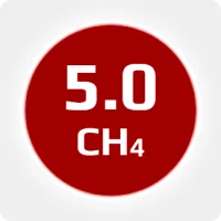 Метан (CH4) 5.0 (99,999 %) в баллоне 5л. 100бар, соединением W21,6x1-14'' LH (DIN 1)
